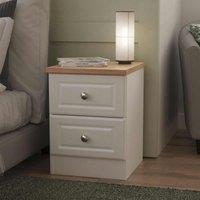 Welcome Furniture Ready Assembled Norfolk 2 Drawer Bedside Cabinet In White Ash & Bardolino Oak, White