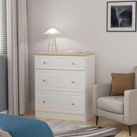 Welcome Furniture Ready Assembled Norfolk 3 Drawer Deep Chest In White Ash & Bardolino Oak, White