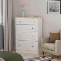 Welcome Furniture Ready Assembled Norfolk 4 Drawer Deep Chest In White Ash & Bardolino Oak, White
