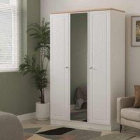 Welcome Furniture Ready Assembled Norfolk Triple Mirrored Wardrobe In White Ash & Bardolino Oak, White