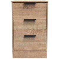 Welcome Furniture Ready Assembled Nashville 3 Drawer Bedside Cabinet In Bardolino Oak, Brown