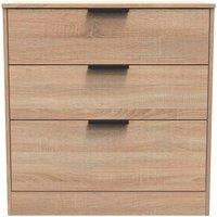 Welcome Furniture Ready Assembled Nashville 3 Drawer Deep Chest In Bardolino Oak, Brown