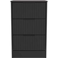 Welcome Furniture Ready Assembled Nashville 3 Drawer Bedside Cabinet In Deep Black & Black Matt, Black