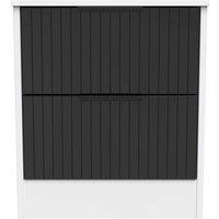Welcome Furniture Ready Assembled Nashville 2 Drawer Bedside Cabinet In Deep Black & White, Black