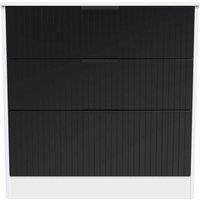 Welcome Furniture Ready Assembled Nashville 3 Drawer Deep Chest In Deep Black & White, Black