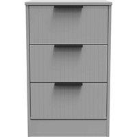 Welcome Furniture Ready Assembled Nashville 3 Drawer Bedside Cabinet In Dusk Grey, Grey