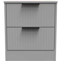 Welcome Furniture Ready Assembled Nashville 2 Drawer Bedside Cabinet In Dusk Grey, Grey