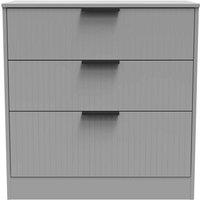 Welcome Furniture Ready Assembled Nashville 3 Drawer Deep Chest In Dusk Grey, Grey