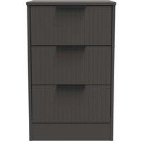 Welcome Furniture Ready Assembled Nashville 3 Drawer Bedside Cabinet In Graphite, Grey