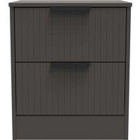 Welcome Furniture Ready Assembled Nashville 2 Drawer Bedside Cabinet In Graphite, Grey