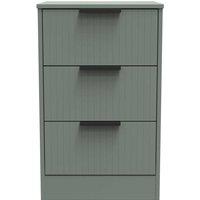 Welcome Furniture Ready Assembled Nashville 3 Drawer Bedside Cabinet In Reed Green, Green
