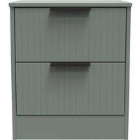 Welcome Furniture Ready Assembled Nashville 2 Drawer Bedside Cabinet In Reed Green, Green
