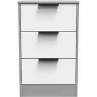 Welcome Furniture Ready Assembled Nashville 3 Drawer Bedside Cabinet In White Matt & Dusk Grey, White