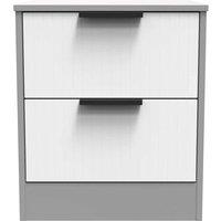 Welcome Furniture Ready Assembled Nashville 2 Drawer Bedside Cabinet In White Matt & Dusk Grey, White