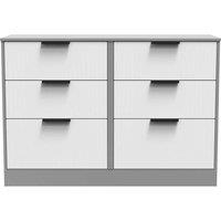 Welcome Furniture Ready Assembled Nashville 6 Drawer Midi Chest In White Matt & Dusk Grey, White
