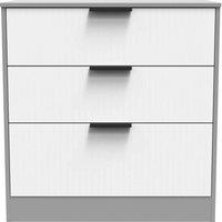Welcome Furniture Ready Assembled Nashville 3 Drawer Deep Chest In White Matt & Dusk Grey, White