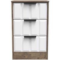 Welcome Furniture Ready Assembled Nashville 3 Drawer Bedside Cabinet In White Matt & Vintage Oak, White