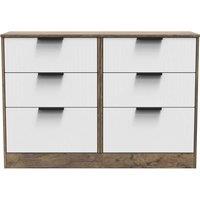 Welcome Furniture Ready Assembled Nashville 6 Drawer Midi Chest In White Matt & Vintage Oak, White