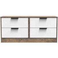 Welcome Furniture Ready Assembled Nashville 4 Drawer Bed Box In White Matt & Vintage Oak, White