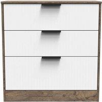 Welcome Furniture Ready Assembled Nashville 3 Drawer Deep Chest In White Matt & Vintage Oak, White