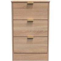 Welcome Furniture Ready Assembled Nashville 3 Drawer Bedside Cabinet In Bardolino Oak, Brown