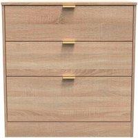 Welcome Furniture Ready Assembled Nashville 3 Drawer Deep Chest In Bardolino Oak, Brown