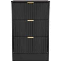 Welcome Furniture Ready Assembled Nashville 3 Drawer Bedside Cabinet In Deep Black & Black Matt, Black