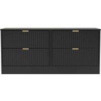 Welcome Furniture Ready Assembled Nashville 4 Drawer Bed Box In Deep Black & Black Matt, Black