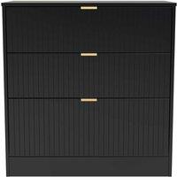 Welcome Furniture Ready Assembled Nashville 3 Drawer Deep Chest In Deep Black & Black Matt, Black