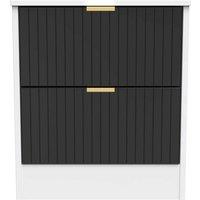 Welcome Furniture Ready Assembled Nashville 2 Drawer Bedside Cabinet In Deep Black & White, Black