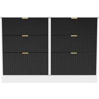 Welcome Furniture Ready Assembled Nashville 6 Drawer Midi Chest In Deep Black & White, Black