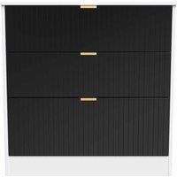 Welcome Furniture Ready Assembled Nashville 3 Drawer Deep Chest In Deep Black & White, Black
