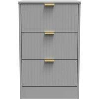 Welcome Furniture Ready Assembled Nashville 3 Drawer Bedside Cabinet In Dusk Grey, Grey