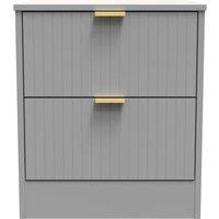 Welcome Furniture Ready Assembled Nashville 2 Drawer Bedside Cabinet In Dusk Grey, Grey