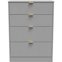 Welcome Furniture Ready Assembled Nashville 4 Drawer Deep Chest In Dusk Grey, Grey