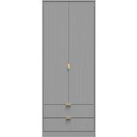 Welcome Furniture Ready Assembled Nashville Tall 2 Drawer Wardrobe In Dusk Grey, Grey