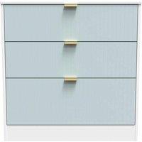 Welcome Furniture Ready Assembled Nashville 3 Drawer Deep Chest In Duck & White, Blue