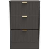 Welcome Furniture Ready Assembled Nashville 3 Drawer Bedside Cabinet In Graphite, Grey