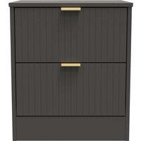 Welcome Furniture Ready Assembled Nashville 2 Drawer Bedside Cabinet In Graphite, Grey