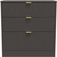 Welcome Furniture Ready Assembled Nashville 3 Drawer Deep Chest In Graphite, Grey