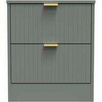 Welcome Furniture Ready Assembled Nashville 2 Drawer Bedside Cabinet In Reed Green, Green