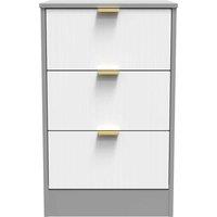 Welcome Furniture Ready Assembled Nashville 3 Drawer Bedside Cabinet In White Matt & Dusk Grey, White