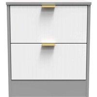 Welcome Furniture Ready Assembled Nashville 2 Drawer Bedside Cabinet In White Matt & Dusk Grey, White