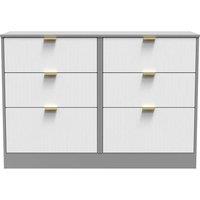 Welcome Furniture Ready Assembled Nashville 6 Drawer Midi Chest In White Matt & Dusk Grey, White