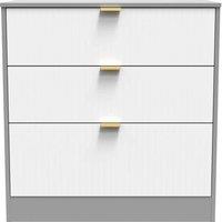 Welcome Furniture Ready Assembled Nashville 3 Drawer Deep Chest In White Matt & Dusk Grey, White