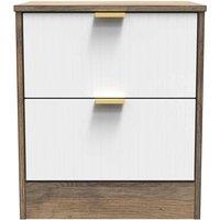 Welcome Furniture Ready Assembled Nashville 2 Drawer Bedside Cabinet In White Matt & Vintage Oak, White