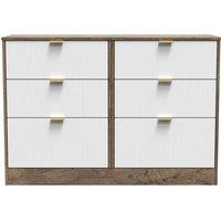 Welcome Furniture Ready Assembled Nashville 6 Drawer Midi Chest In White Matt & Vintage Oak, White