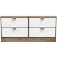 Welcome Furniture Ready Assembled Nashville 4 Drawer Bed Box In White Matt & Vintage Oak, White