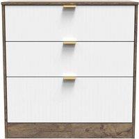 Welcome Furniture Ready Assembled Nashville 3 Drawer Deep Chest In White Matt & Vintage Oak, White