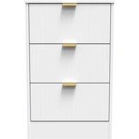 Welcome Furniture Ready Assembled Nashville 3 Drawer Bedside Cabinet In White Matt, White